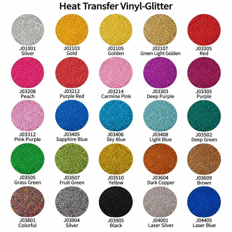 Glitter Heat Transfer Vinyl — Color card